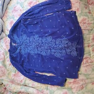 Johnny Was Blue Button Down Shirt Authentic Nordstroms